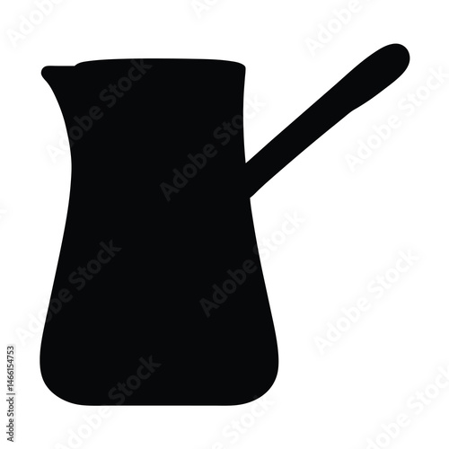 turkish coffee vector silhouette icon, black and white illustration of drinks.