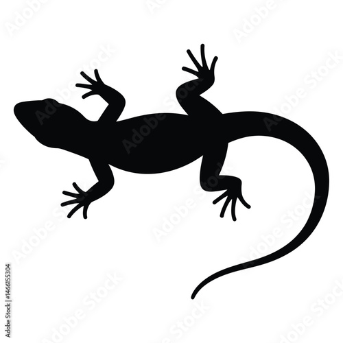Black Silhouette of a Lizard Reptile Animal Icon