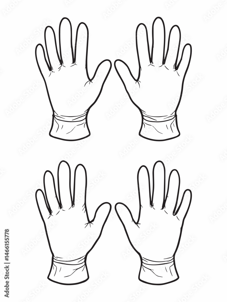 Obraz premium Exam gloves line art clear elegant medical illustration.eps