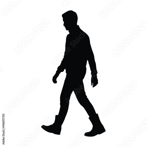 Silhouette of a Man Walking in Boots Casual Style