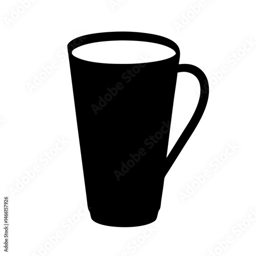 chai latte vector silhouette icon, black and white illustration of drinks.
