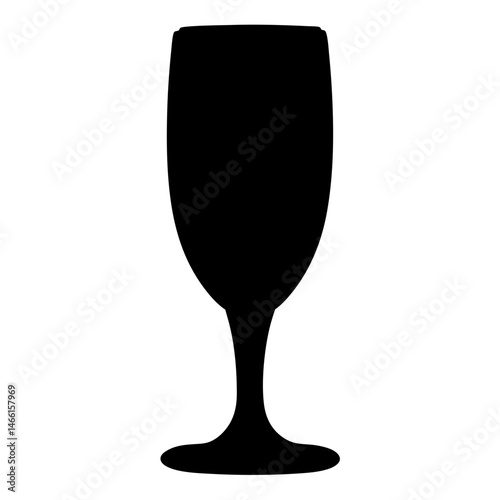 champagne flute vector silhouette icon, black and white illustration of drinks.