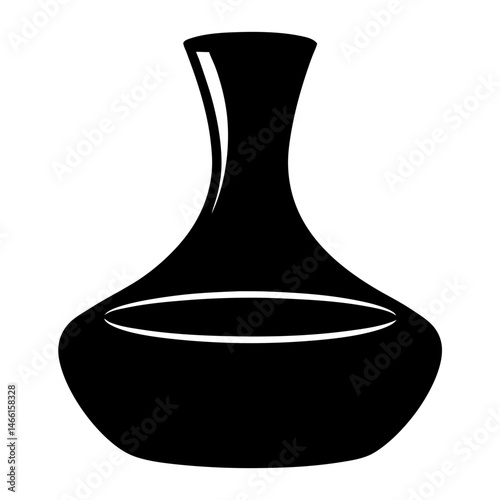 decanter with red wine vector silhouette icon, black and white illustration of drinks.