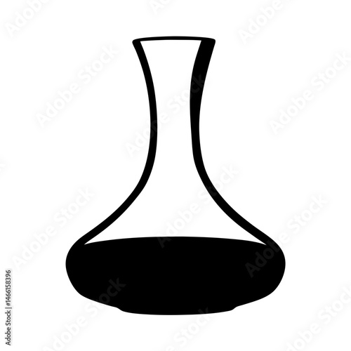 decanter with red wine vector silhouette icon, black and white illustration of drinks.
