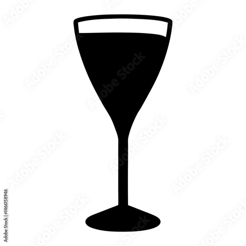 glass of ros vector silhouette icon, black and white illustration of drinks.