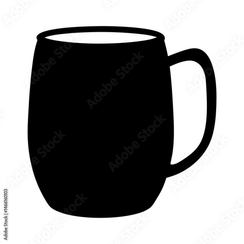 moscow mule in copper mug vector silhouette icon, black and white illustration of drinks.
