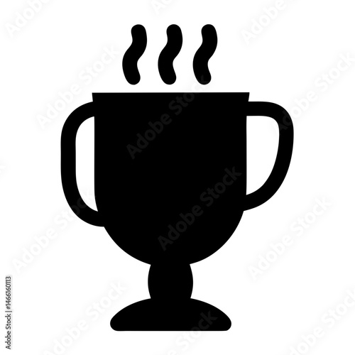 mulled wine vector silhouette icon, black and white illustration of drinks.