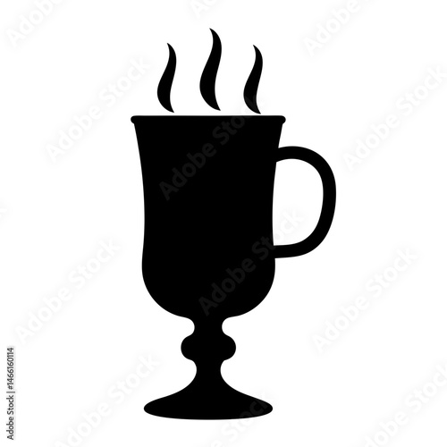 mulled wine vector silhouette icon, black and white illustration of drinks.