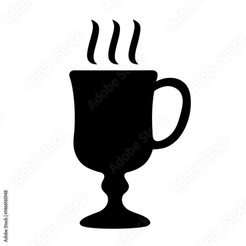 mulled wine vector silhouette icon, black and white illustration of drinks.