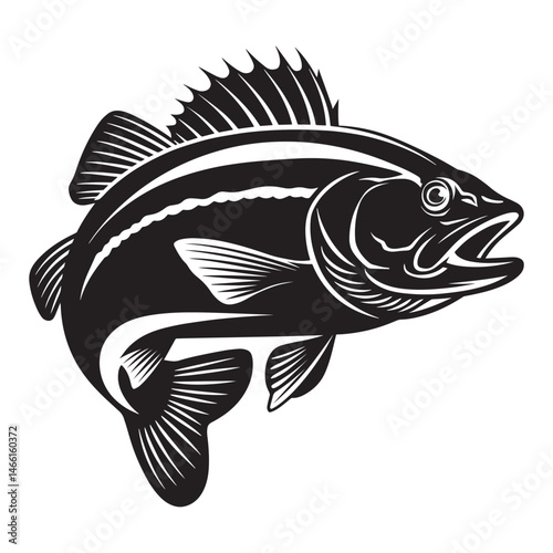 A fierce bullhead fish silhouette isolated vector, logo or poster Vector design element.