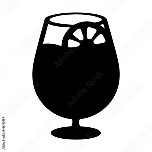 sangria glass vector silhouette icon, black and white illustration of drinks.