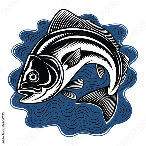 A fierce bullhead fish silhouette isolated vector, logo or poster Vector design element.