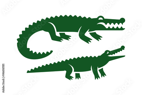 Green alligator crocodile reptile animal vector art