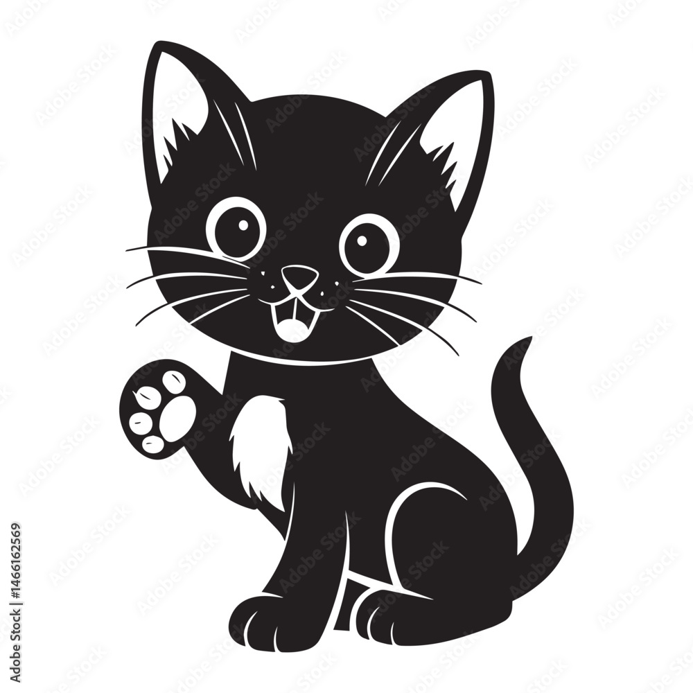 A smiling cat sitting silhouette isolated vector, logo or poster vector design element.