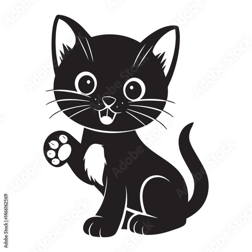 A smiling cat sitting silhouette isolated vector, logo or poster vector design element.