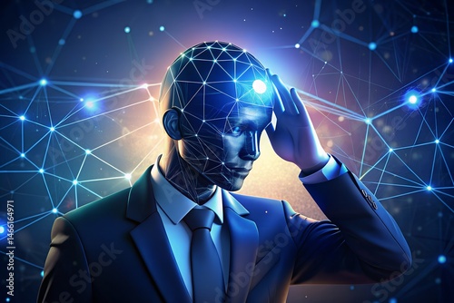 AI and Business intelligence technology concept. Business development with AI machine learning.