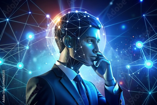 AI and Business intelligence technology concept. Business development with AI machine learning.