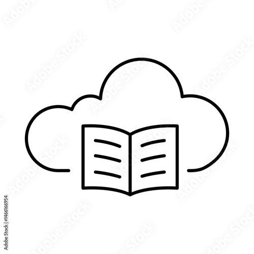 Cloud Education Line Icon. E-learning, Education, Teaching, Online Study Icons Editable Stroke Vector Illustration