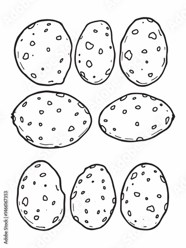 Fresh potatoes line art minimalistic drawing style.eps
