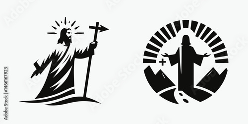 The Jesus Guiding Lost. Christian Art Nativity Crucifix Divine Salvation. Christs direction for wandering souls shepherd leads toward salvation.