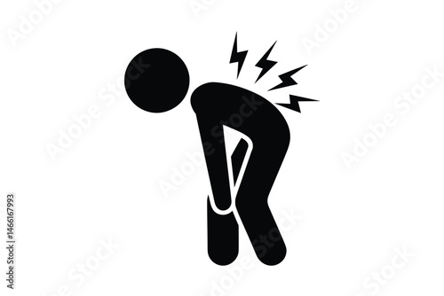 Simple Pictogram of Person Suffering from Severe Back Pain
