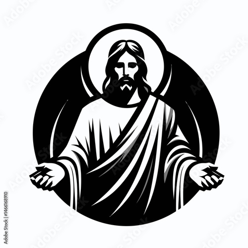The Jesus in Red Robe. Christian Art Nativity Crucifix Divine Salvation. representation figure crimson vestment religious concept allegory.