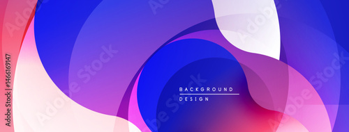 Abstract fluid shapes blend, creating vibrant gradient background. Colors shift from pink, purple, blue, white. Modern design element.
