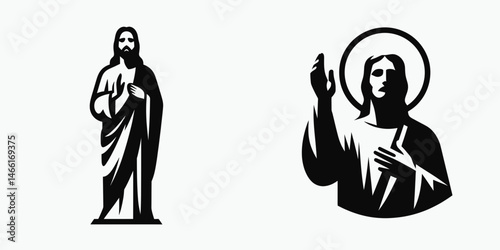 The Jesus Raising Hand in Prayer. Christian Art Nativity Crucifix Divine Salvation. Savior devout worship ascending arm reaching toward divinity faith concept.