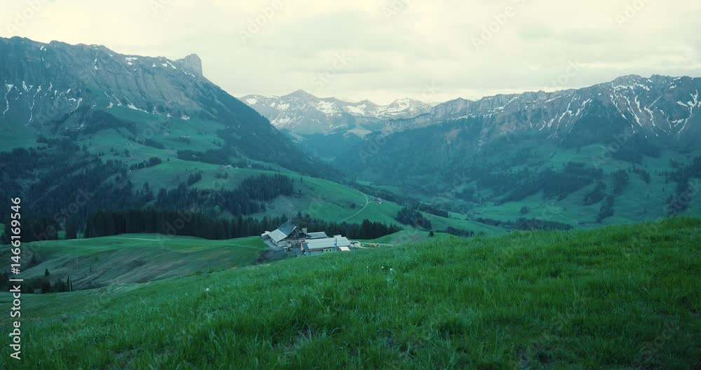 a beautiful mountain landscape in switzerland in summer