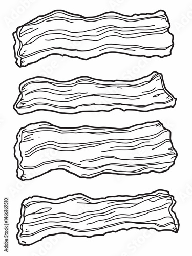 fried bacon line art crispy bacon on white background.eps