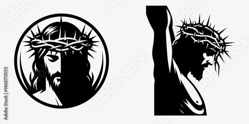 The Jesus with Crown of Thorns. Christian Art Nativity Crucifix Divine Salvation. figure in agony sacred head thorny diadem portrayal suffering faith.