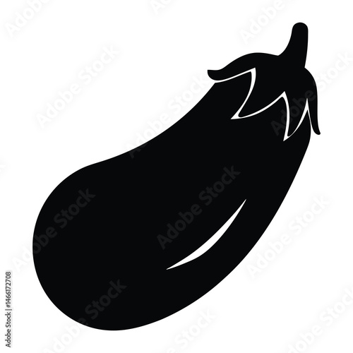eggplant vector silhouette icon - perfect for food, farming, or nutrition concepts.