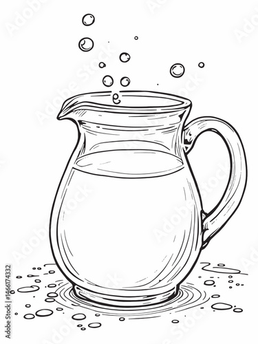 glass pitcher of fresh milk elegant minimalist line art.eps