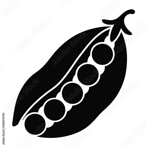 green peas in pod vector silhouette icon - perfect for food, farming, or nutrition concepts.
