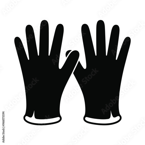 Pair of Black Nitrile Gloves Icon Illustration