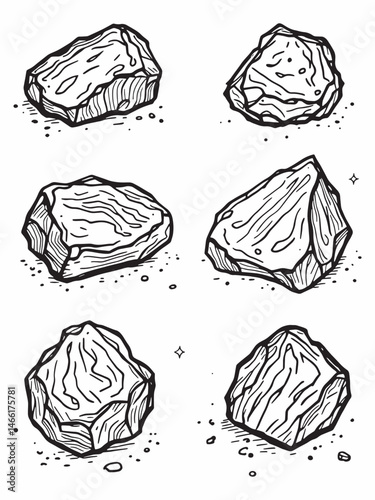 Glowing Charcoal Pieces for Grilling Line Art Style.eps