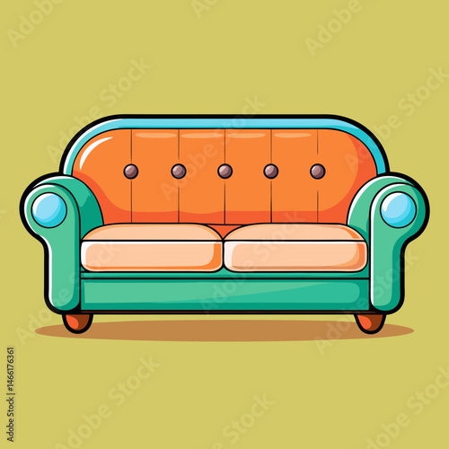 red sofa on a white background