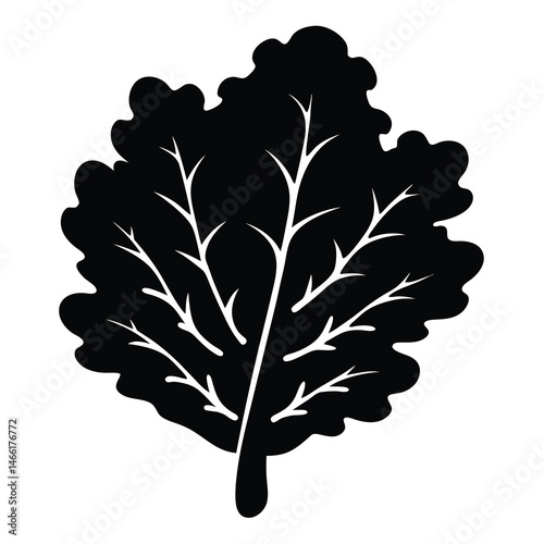 kale vector silhouette icon - perfect for food, farming, or nutrition concepts.