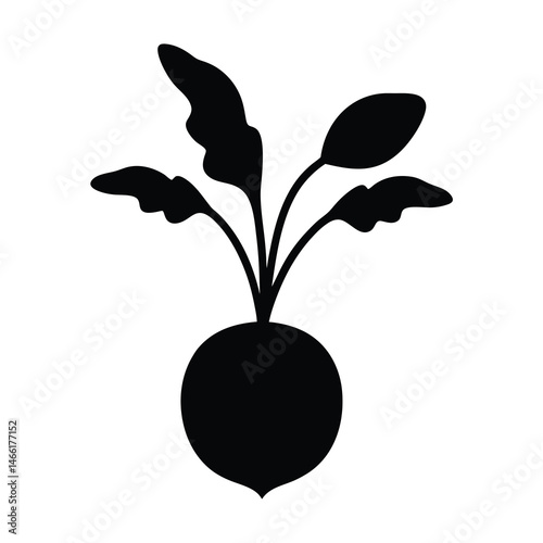 kohlrabi vector silhouette icon - perfect for food, farming, or nutrition concepts.