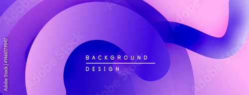 Abstract fluid shapes, vibrant purple hues blend into blue. Modern design evokes movement, energy, soft gradients present.