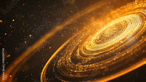Golden Galaxy: Abstract and artistic rendering of a cosmic event or celestial body. Swirls of golden light, capturing the wonder of the universe and the vastness of space.