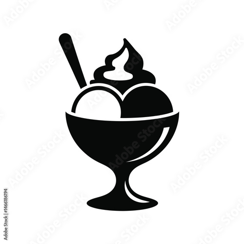 Delicious Two Scoop Ice Cream Sundae with Whipped Cream