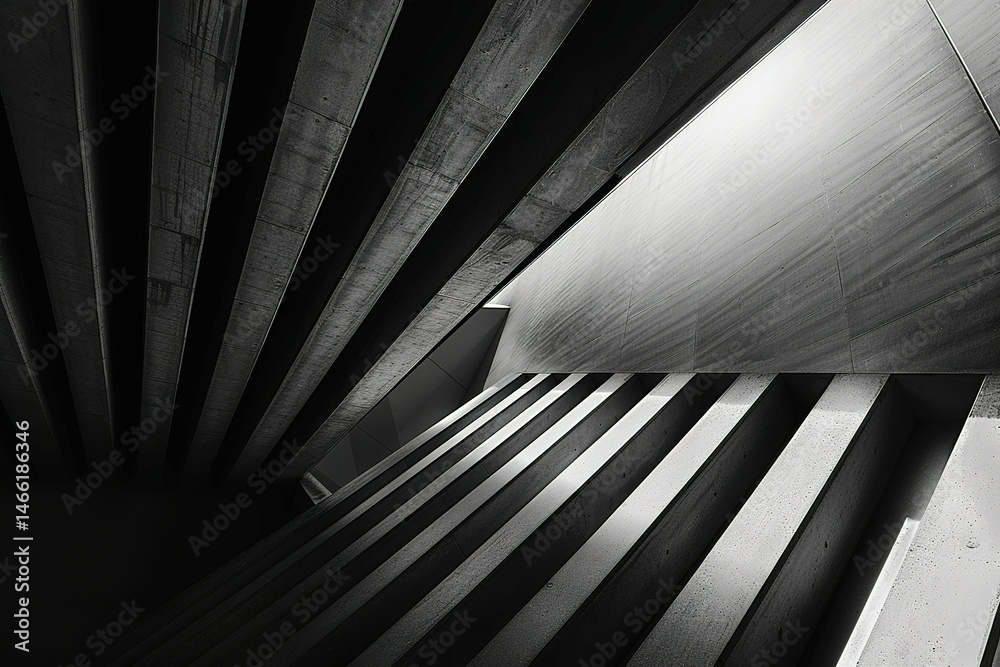 Naklejka premium Abstract Concrete Structure: Angled lines create a captivating interplay of light and shadow