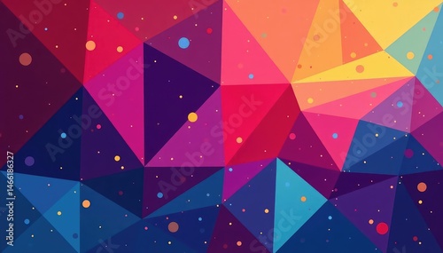 Abstract geometric shapes repeat in vibrant hues , geometric, polygons