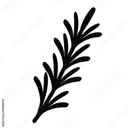 rosemary sprig vector silhouette icon - perfect for food, farming, or nutrition concepts.