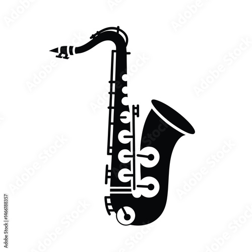 Black and White Saxophone Icon for Music Design