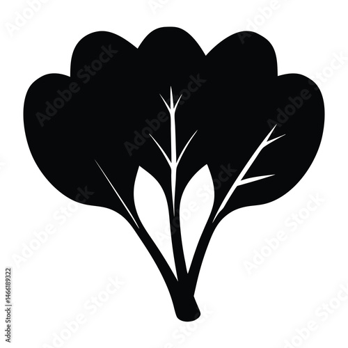spinach leaves vector silhouette icon - perfect for food, farming, or nutrition concepts.
