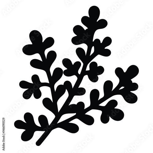 thyme sprig vector silhouette icon - perfect for food, farming, or nutrition concepts.