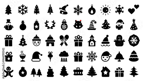 Christmas Icon Set Featuring 50 High-Quality Icons Perfect for Holiday-Themed Projects