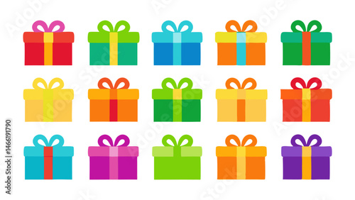 Colorful Gift Boxes Set Vector Illustration for Vibrant Gift Wrapping Designs